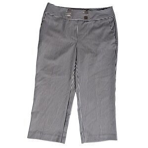 Chicos Petite Crop Pants Navy White Stripe Sailor Style Size 0